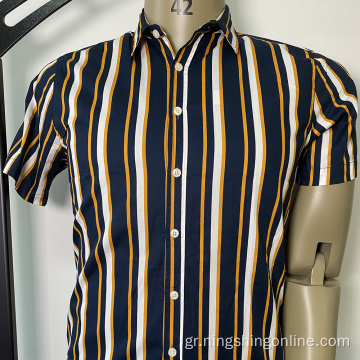 Stripe Mens Cotton Full Casual πουκάμισο